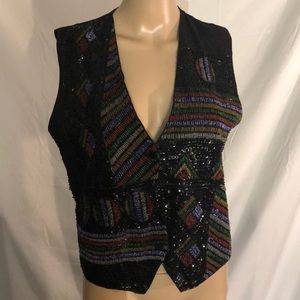 Vintage Effeci Beaded Glass and Sequin Ugly Vest